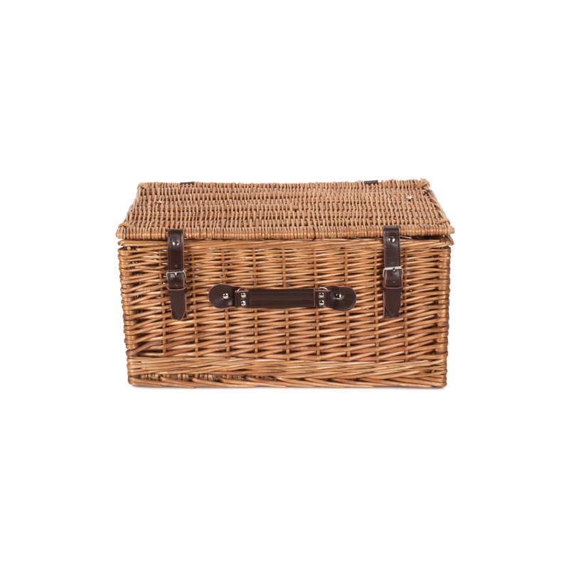 Double Steamed Empty Wicker Hamper Basket, 25cm H x 51cm W x 35cm D