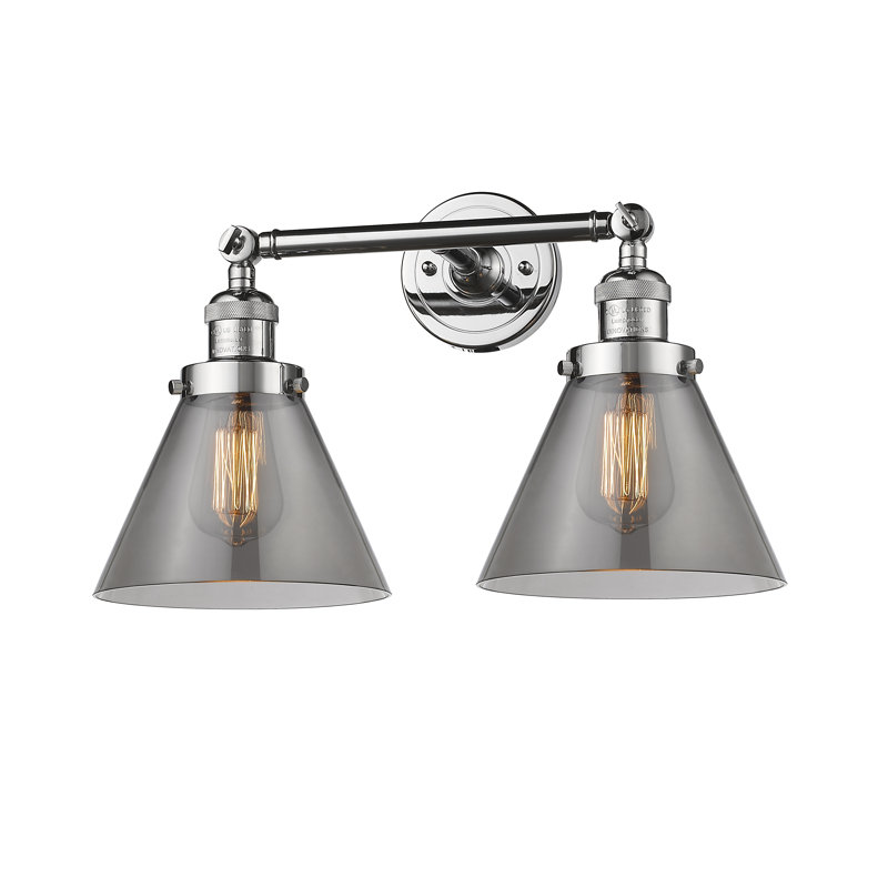 Cone 2 Light Bath Vanity Light, Smoked, 6 Watt Vinage LED Bulb, Satin Gold