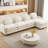 Teddy Fabric L-Shaped Cloud-like 4-Seater Modular Sectional Sofa, Curved Backrest & Armrests, Movable Ottoman, Double-Layer Cushion with Lumbar Pillows for Supportive Comfort-473324366