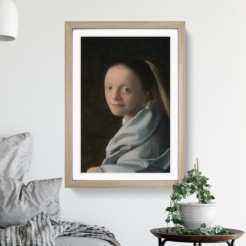 Study of a Young Woman by Johannes Vermeer - Framed Print, Oak Framed, 48cm H x 36cm W x 2cm D