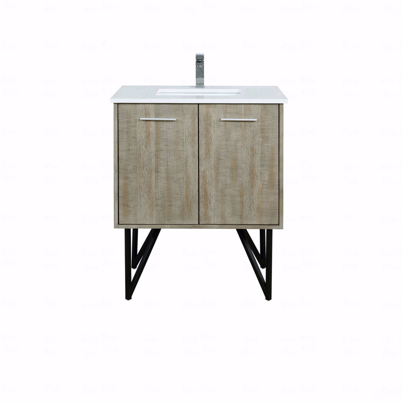 Ensemble de meuble-lavabo simple à simple cuve 30 po de largeur x 20 po de profondeur avec comptoir en quartz blanc et robinet chromé