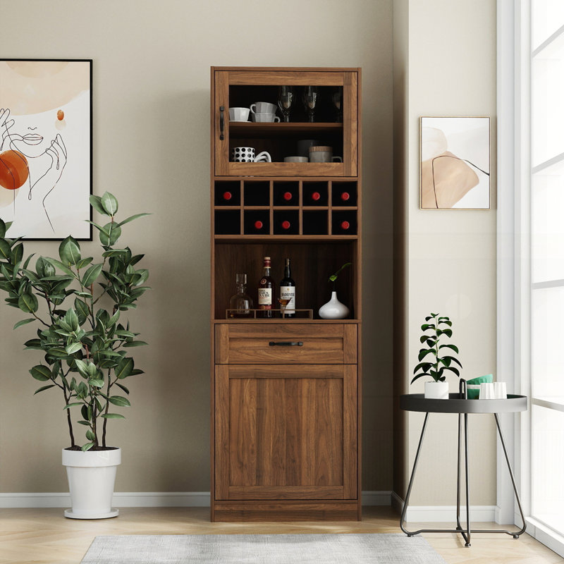 Kitchen pantry cabinet with multi-functional pull-out multi-tier storage shelf