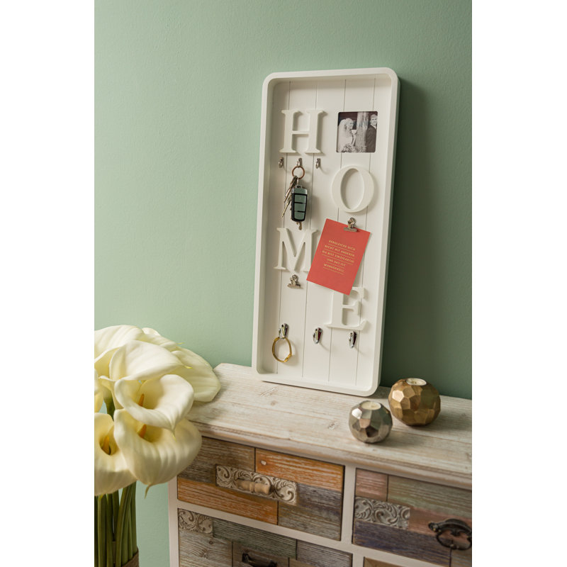 Solid Wood Wall Organizer with Key Hooks