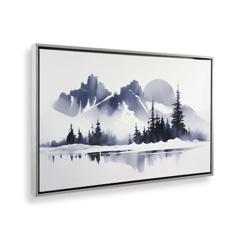 Impression sur toile Moonlit Mountain Majesty , Cadre flottant en chrome poli, H 8,75 po x l 12,75 po x P 1,75 po