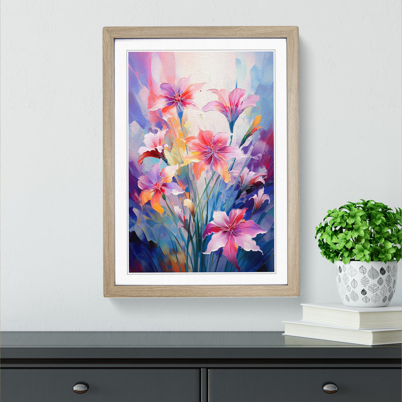 Wildflowers Futurism - Framed Print, Oak , 64cm H x 46cm W x 2cm D