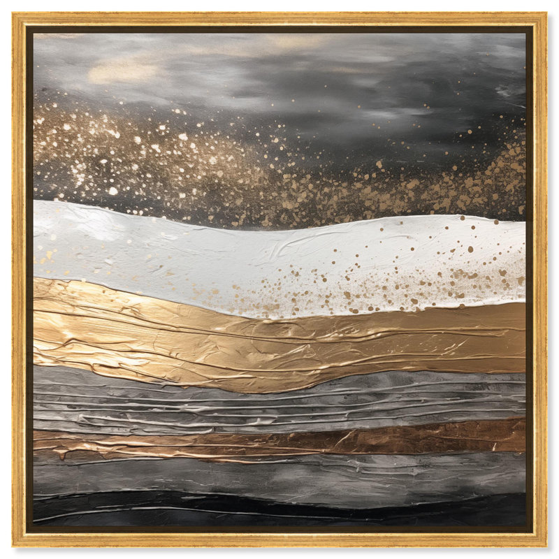 Toile Moonlit Gold III par Art Remedy, cadre blanc, H 13 po x l 13 po, Doré, Cadre flottant