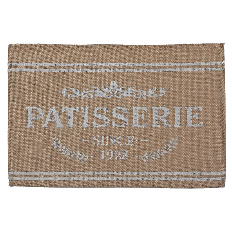 Napperon en jute Patisserie - ensemble de 12, Brun / Blanc