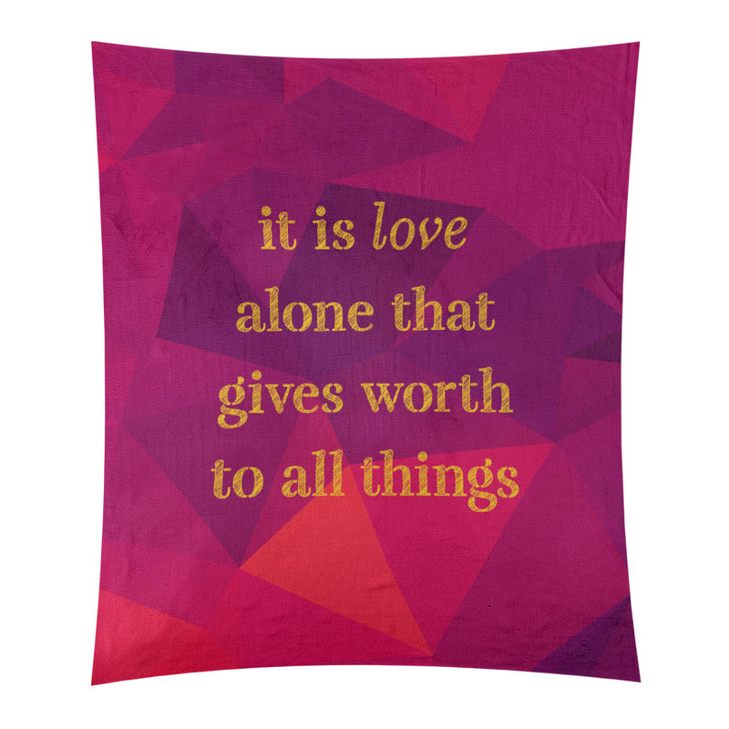 Tapisserie en polyester en faux gemme love quot, H 27,5 po x l 37,5 po, Rubellite / or