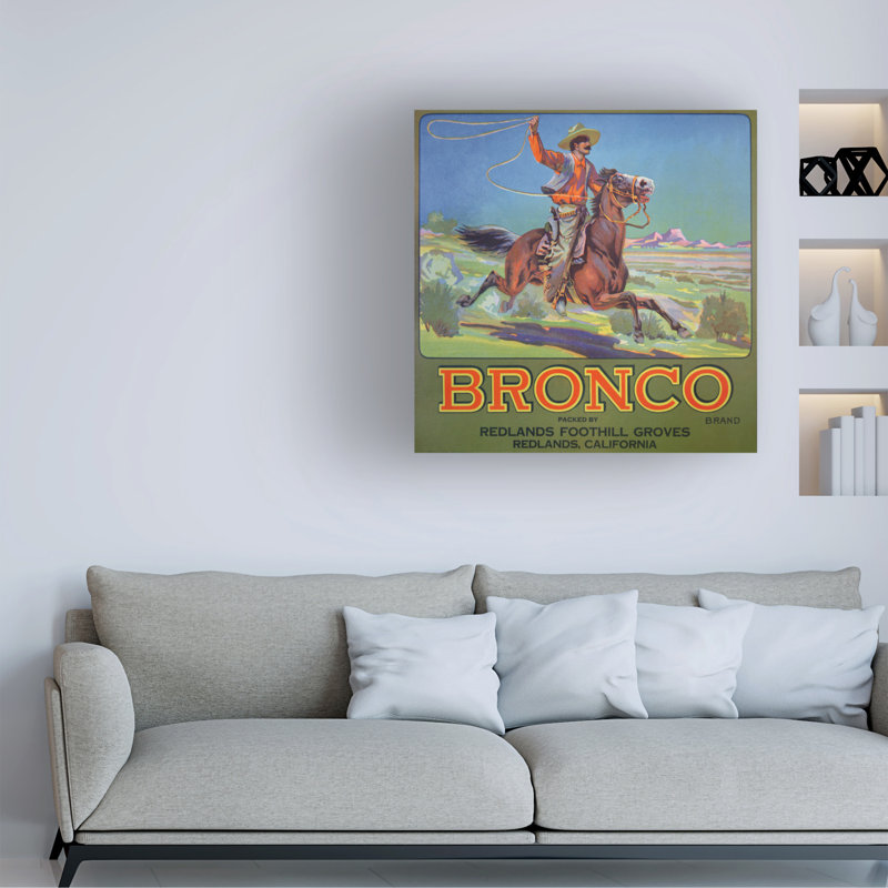 Art américain sur toile, école américaine Bronco, années 1900, H 18 po x l 18 po