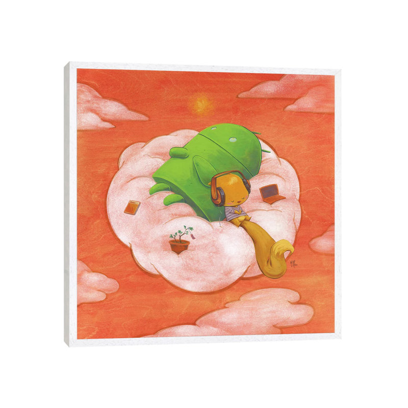Robot Squirrel by Martin Hsu - Painting on Canvas, White Framed, 66.04 cm H x 66.04 cm W