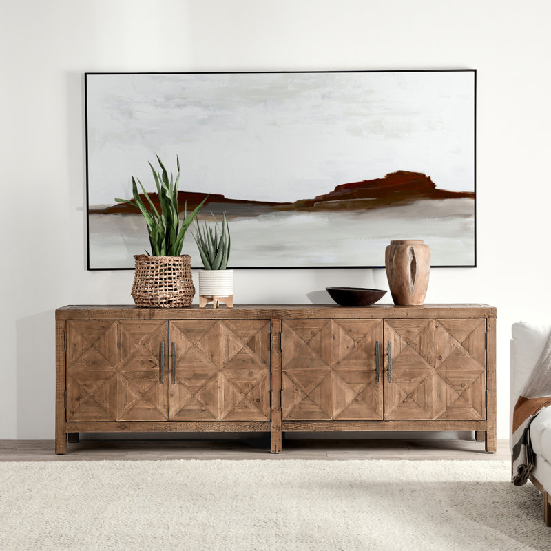 Buffet en bois massif de 103,5 po de largeur , Gris usé par le temps