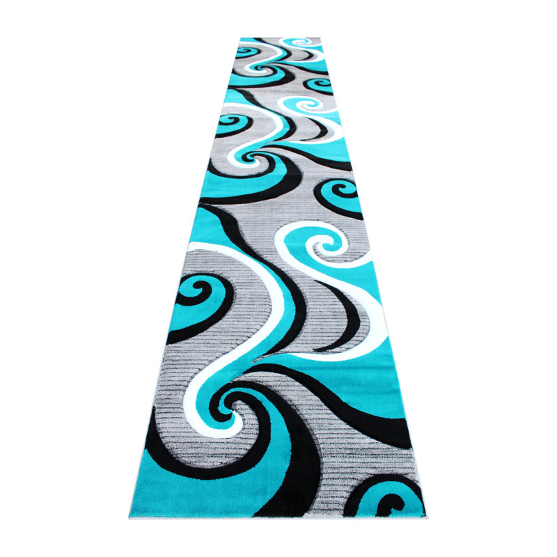 Skaghe Modern High-Low Sculpted Swirl Design Abstract Area Rug, Runner 2'9" x 15'7"