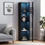 Black Side Cabinet With Aluminum Strip Lamp-1773137524