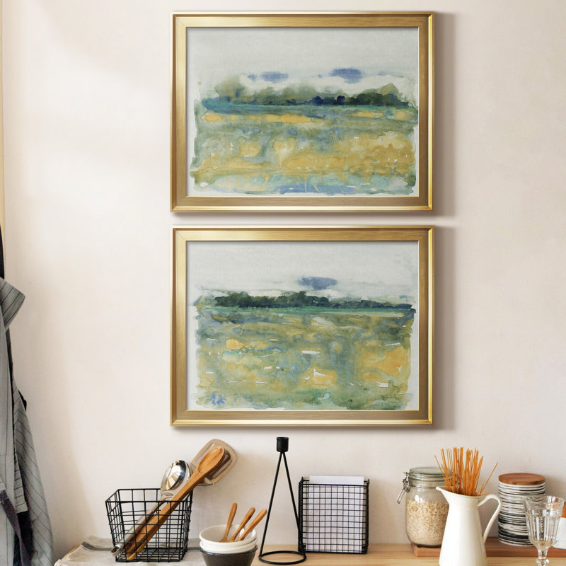 «Flowing Landscape I», ensemble de 2 reproductions de cadres photo, Doré, H 42,5 po x l 61 po