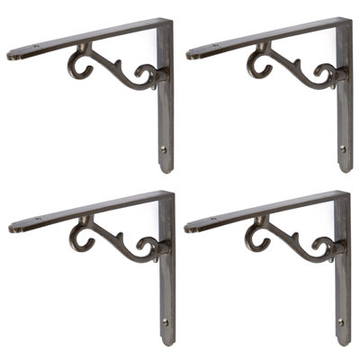Hammer & Tongs - Scroll Iron Shelf Bracket - D155mm - Raw