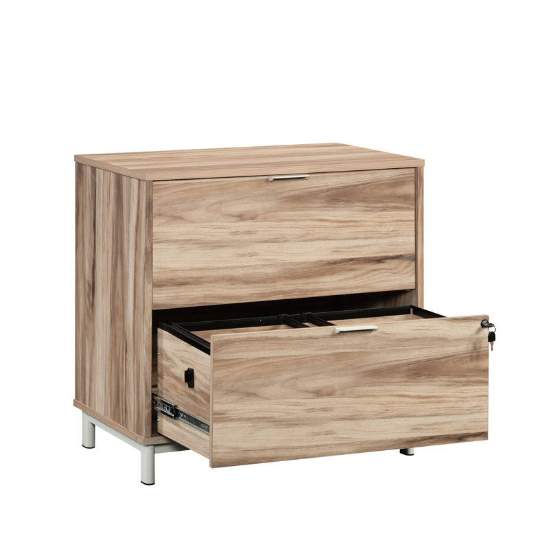 Classeur latéral à 2 tiroirs avec finition en bois, surface chauffante pour le bureau, espace de travail idéal, couleur brune à mélanger, système de verrouillage, tiroir inférieur verrouillé, L 31 po, l 19,49 po, H 28,88 po, installation rapide,