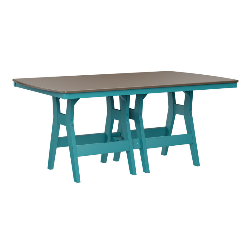 Table de salle à manger rectangulaire 72 po Berlin Gardens Harbor, Bronze martelé, H 30,37 po x l 72 po x P 44 po, Bleu Aruba