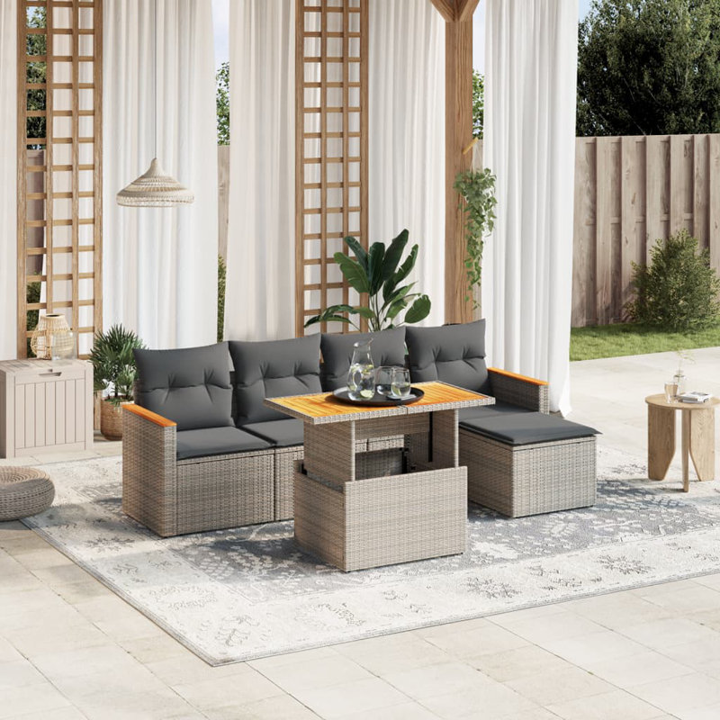 Ensemble de canapé de jardin en rotin PE 6 pièces Vidaxl Matériaux résistants aux rayons UV