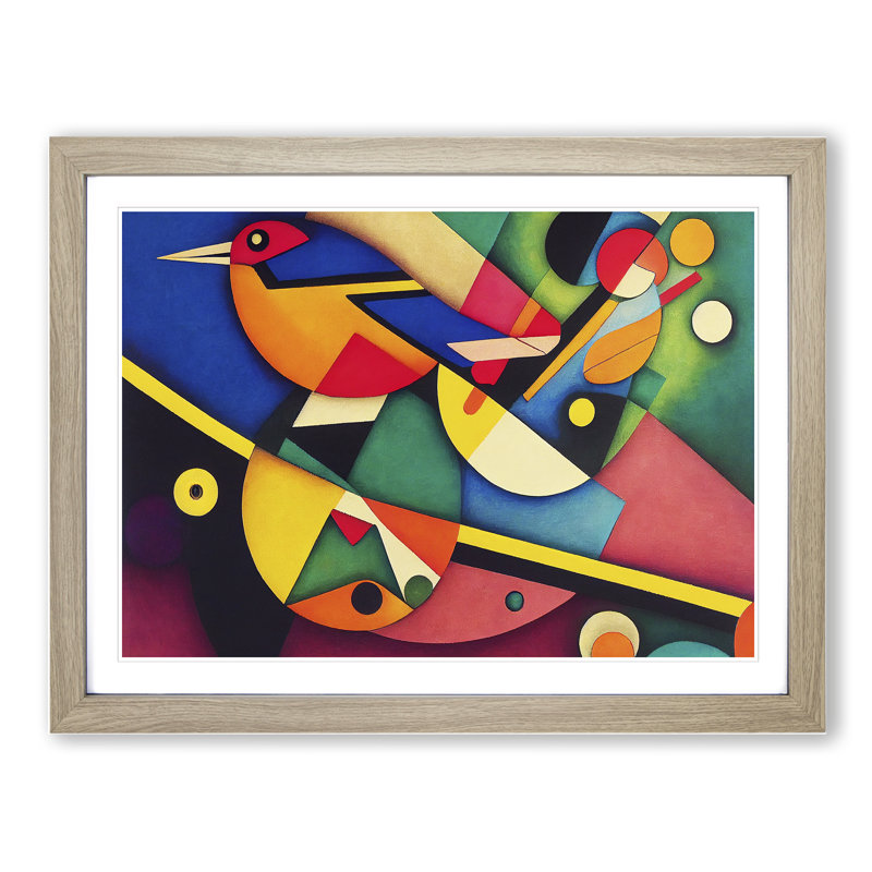 Abstract Kingfisher Bird Vol.4 - Framed Print, 25cm H x 34cm W x 2cm D, Oak