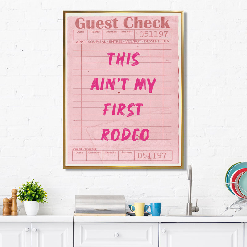 Décoration murale «This Ain pas My First Rodeo» - Cocktail, Toile avec cadre flottant or, H 44 po x l 34 po x P 1,5 po