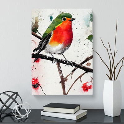 Erandekar Robin Bird Splatter Vol.2 - Wrapped Canvas