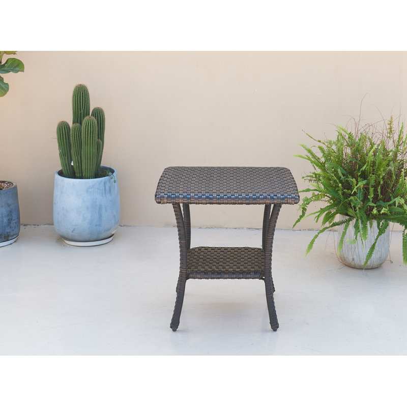Square Metal Outdoor Side Table , 23.6'' in. W 23.6'' in. D, Brown