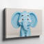 Toile d'un éléphant fantaisiste baignant dans un bleu pastel doux-937110855