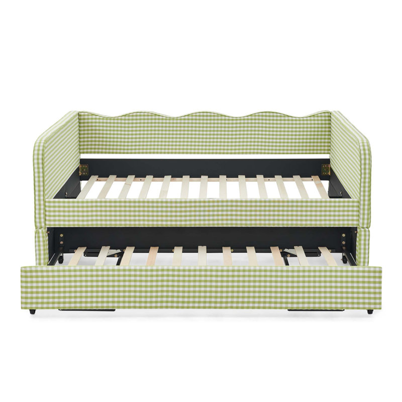 Canapé-lit convertible 3 en 1 polyvalent rembourré avec lit gigogne escamotable et poches de rangement latérales, Green