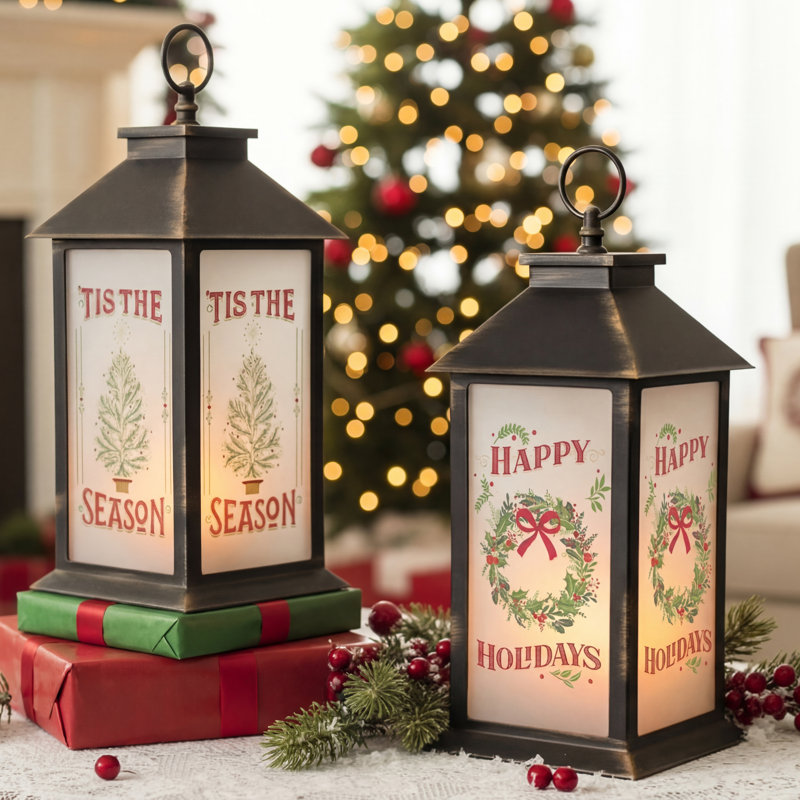 Hallmark Fireglow Christmas Lantern 12"H with Timer
