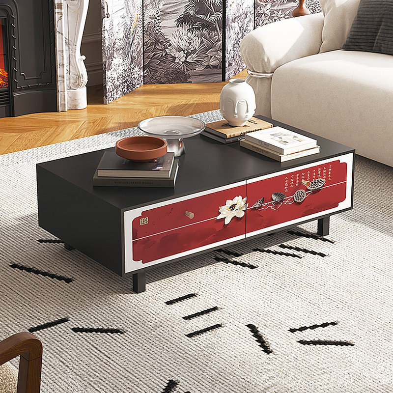 Table basse à motif rétro français, Noir, noir, noir, noir
