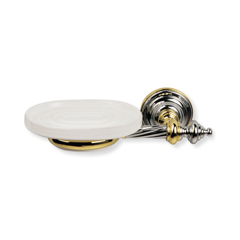 Porte-savon mural en céramique Giunone Classic, Chrome et or