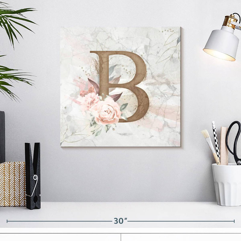 Monogramme Tergel B floral, H 16 po x l 16 po