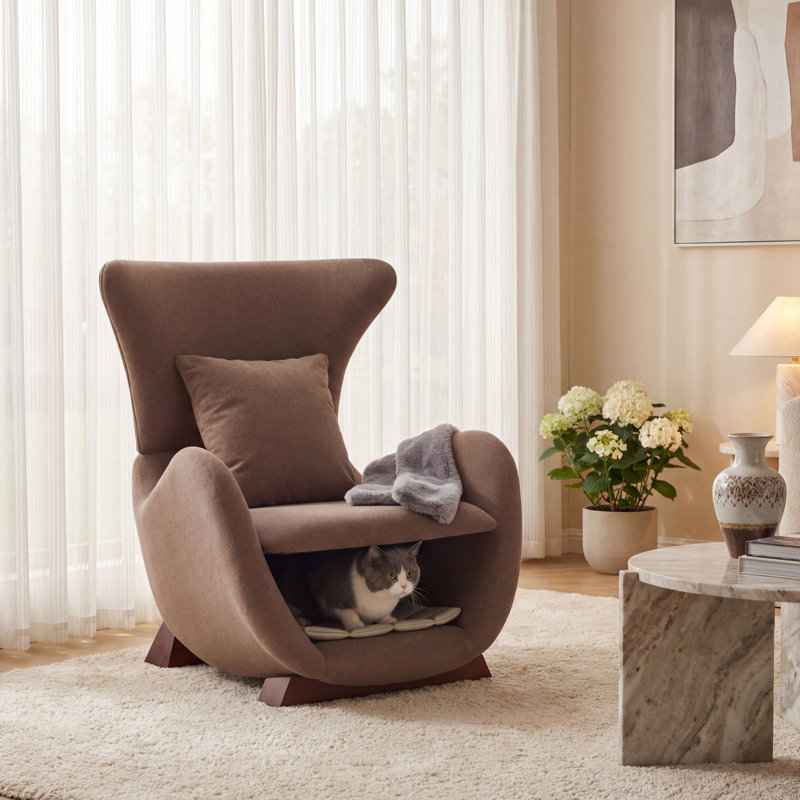 Chaises d'appoint avec rangement, chaise moderne en polyester brun pour la maison