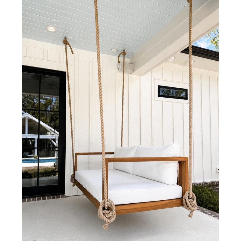 Delray Teak Swing Bed With Cushions