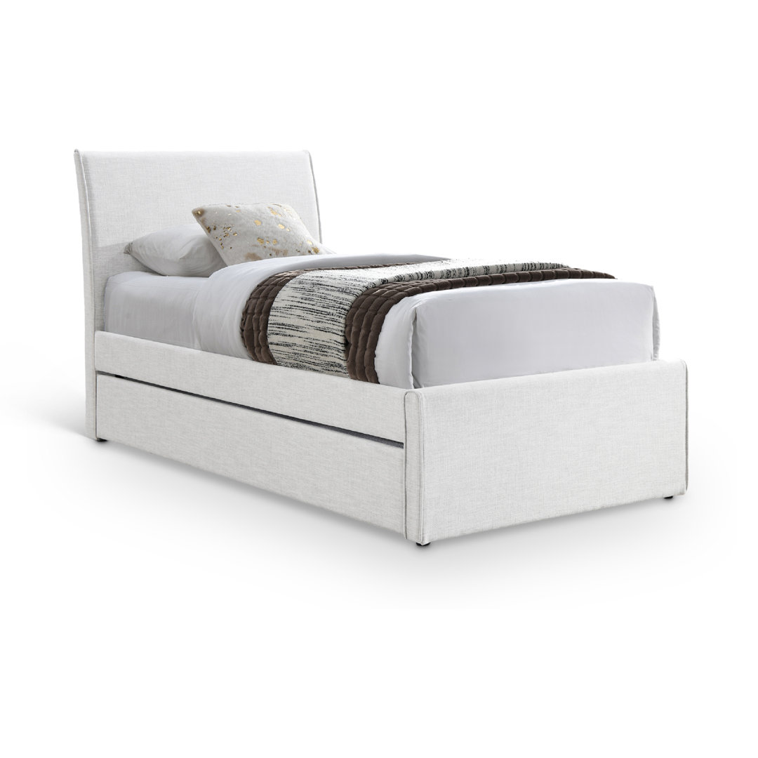 Pittenger Linen Textured Fabric Twin Trundle Bed Latitude Run® 
