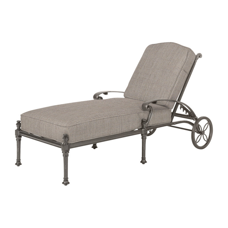 Florence Outdoor Chaise Lounge, Cast Ash Sunbrella® Plainweave, Desert Bronze