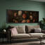 Composition florale sombre et romantique avec une douce atmosphère de bougie - grande impression sur toile encadrée dans la chambre principale-123831102-123831100