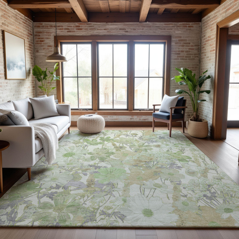 Premium Machine Washable Elize AMF1506 Floral Rug, Rectangle 3' x 5'
