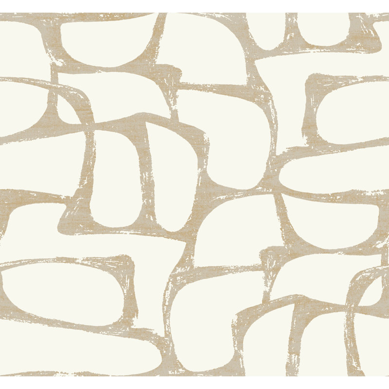 Papier peint géométrique Craftsman, Blanc / Doré
