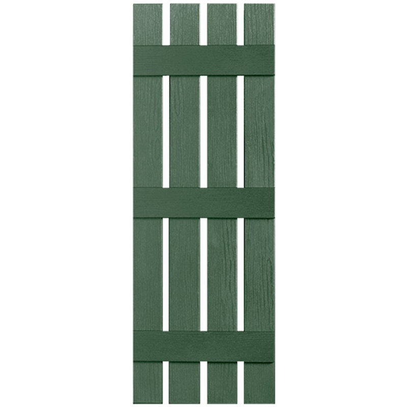 Paire de volets en vinyle à trois lattes et quatre planches ouvertes, 43 po, Vert