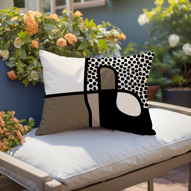 Coussin lombaire réversible intérieur / extérieur Jai Abstract, H 14 po x l 20 po, Beige