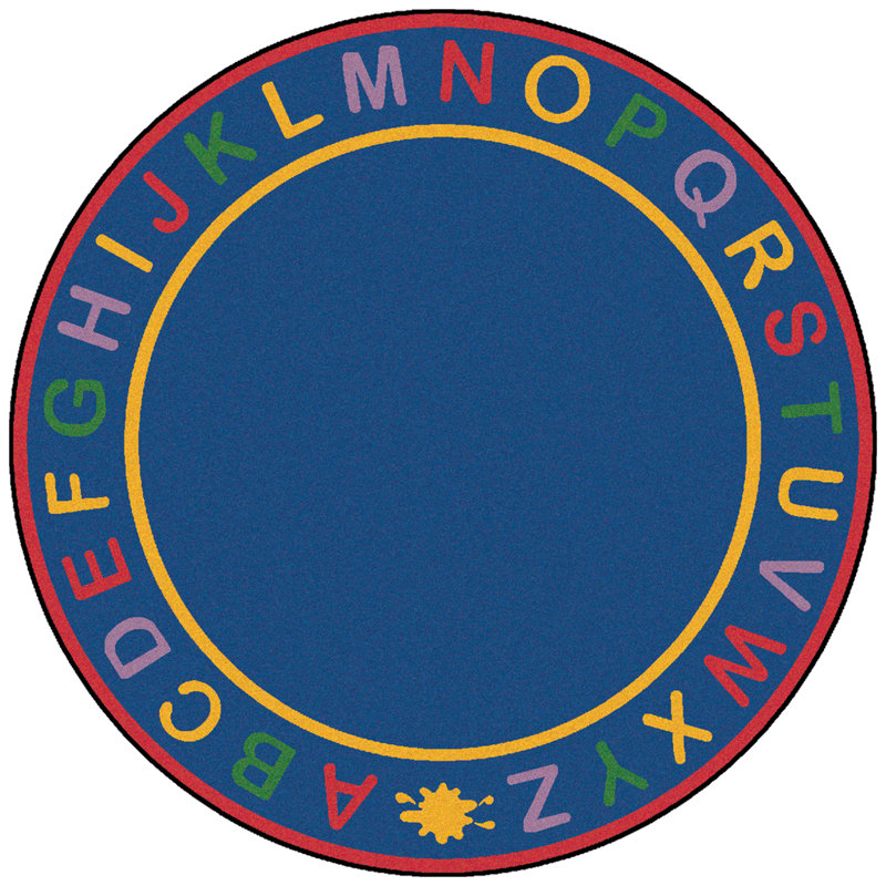 Tapis bleu touffeté de qualité supérieure Alpha Border, Rond 6 pi