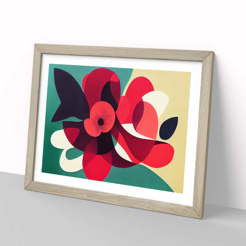 Enlightened Abstract Flowers 1 Piece Single Picture Frame Wall Art, 34cm H x 46cm W x 2cm D, Oak Framed