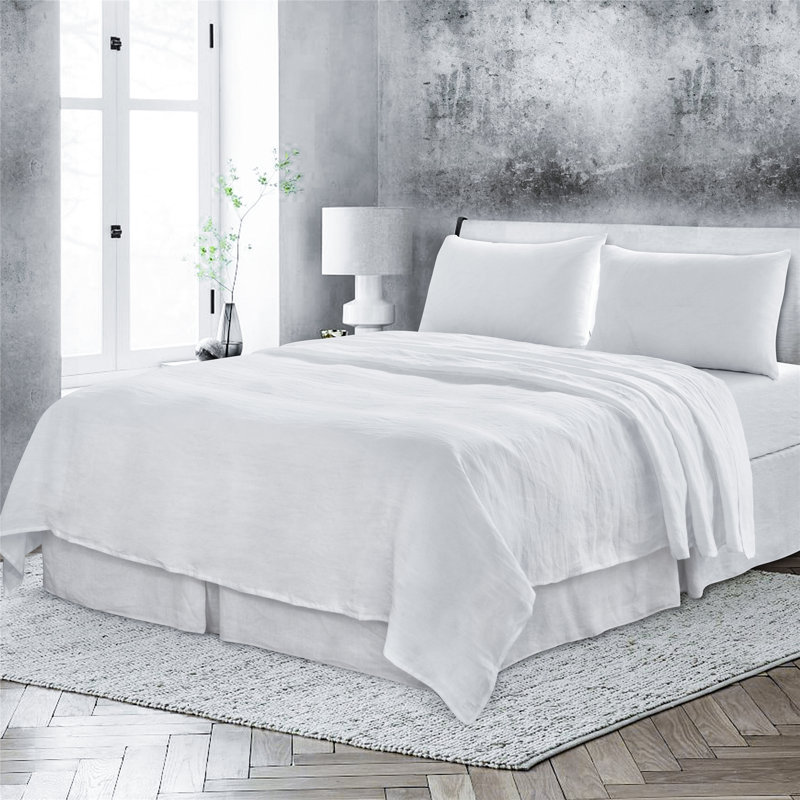 Peachland 100% Linen Flat Sheet, King, White
