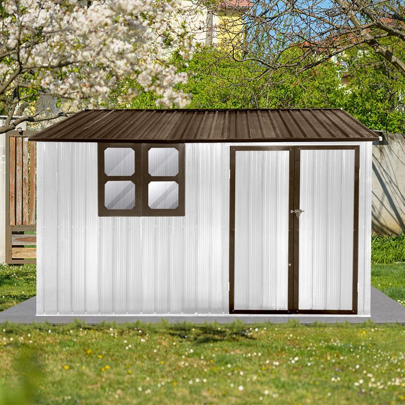 Remise de jardin en métal 10 pi, Brun