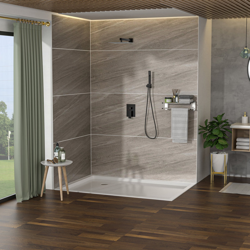 Dual Square Shower Head - 12 Inch Wall Mount Oil Rubber Bronze System, Rubber Bronze