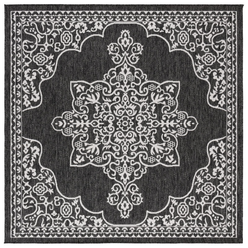Alessa Performance Performance Oriental Indoor/Outdoor Area Rug, Square 6'7"