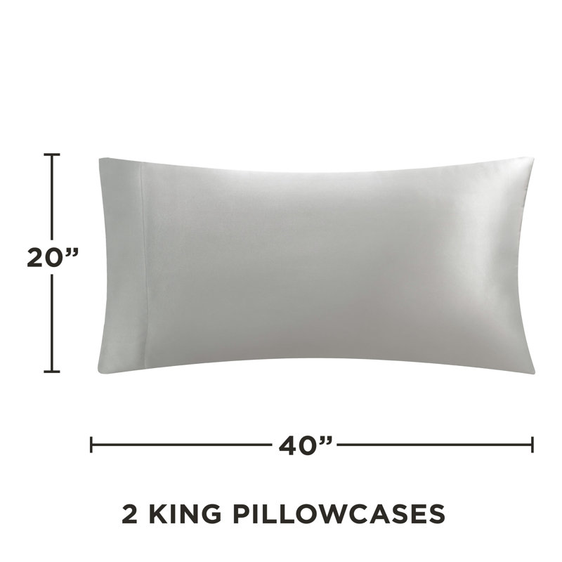 Juicy Couture Premium Silky Satin Sheet Sets, King Sheet Set with 2 Pillowcases, Gray