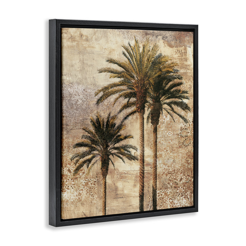  «Rustic Vintage Palms», art mural encadré par Elizabeth Wright, H 31 po x l 25 po, Cadre flottant noir de jais