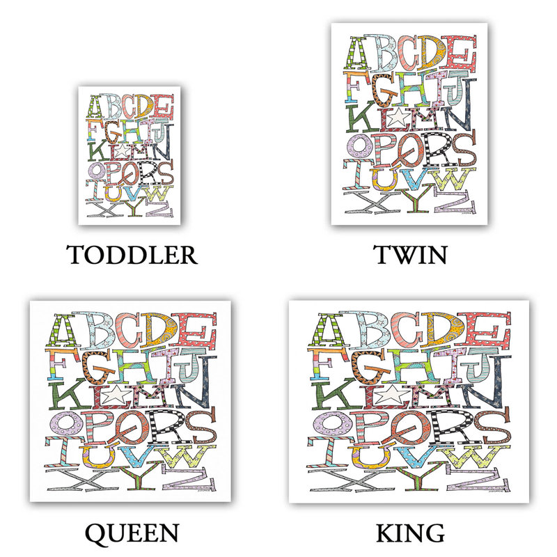Ensemble de housse de couette starbrite alphabet, 1 housse simple + 1 taie standard